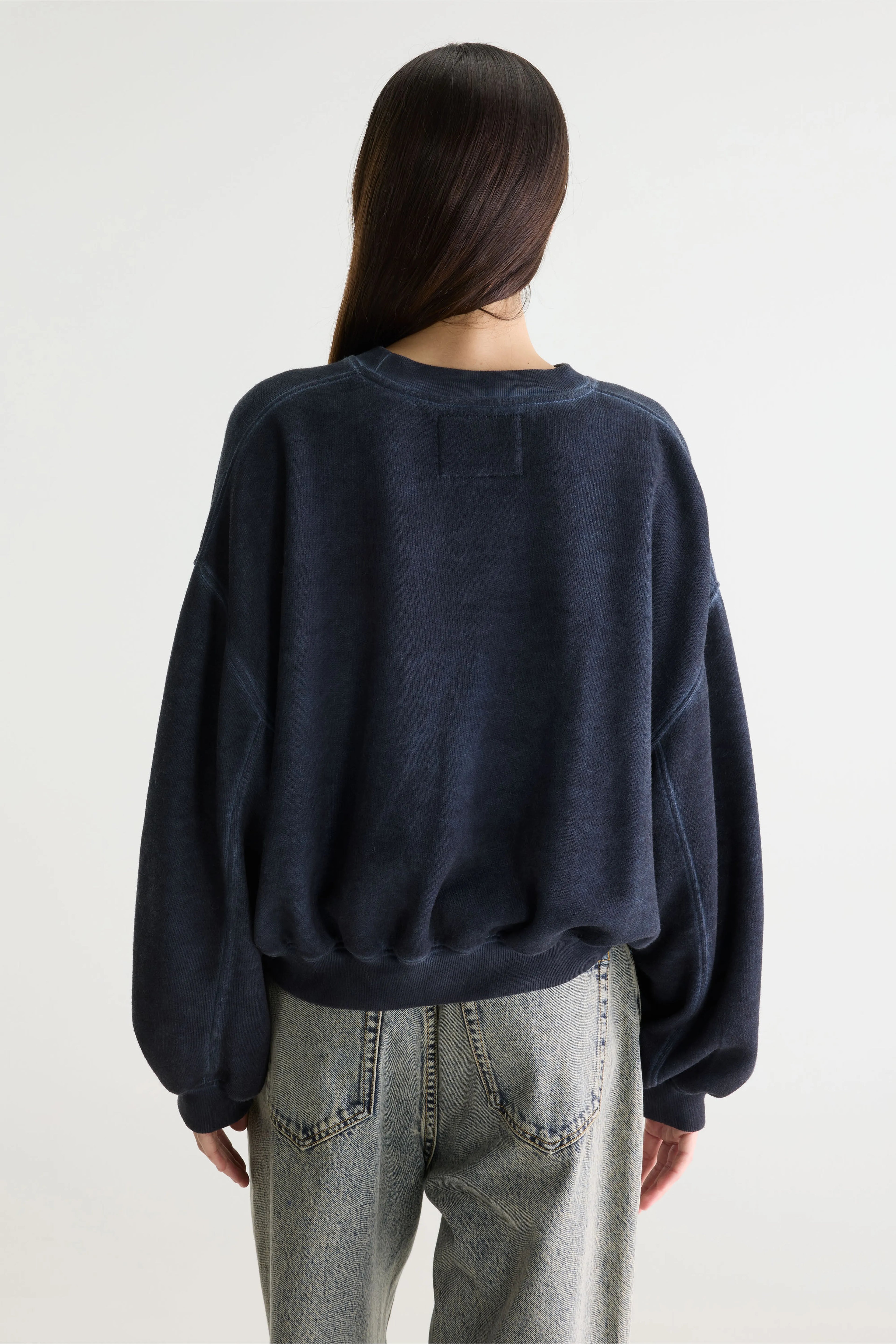Fancy cropped crewneck sweatshirt (261 / W / NAVY)
