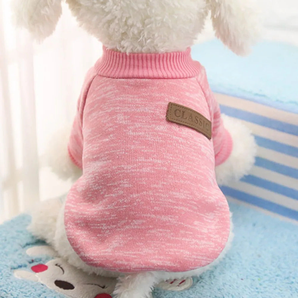 Pink Warm Winter Dog Clothes Classic Pet Sweatshirt Vest