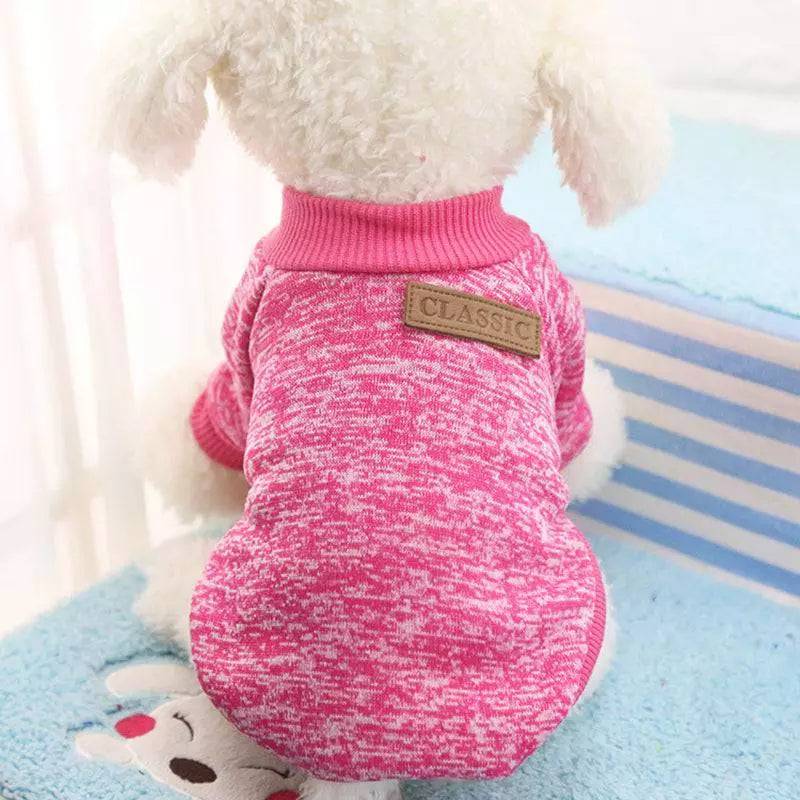 Rose Red Warm Winter Dog Clothes Classic Pet Sweatshirt Vest