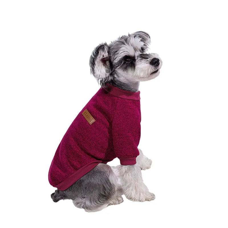 Wine Red Warm Winter Dog Clothes Classic Pet Sweatshirt Vest