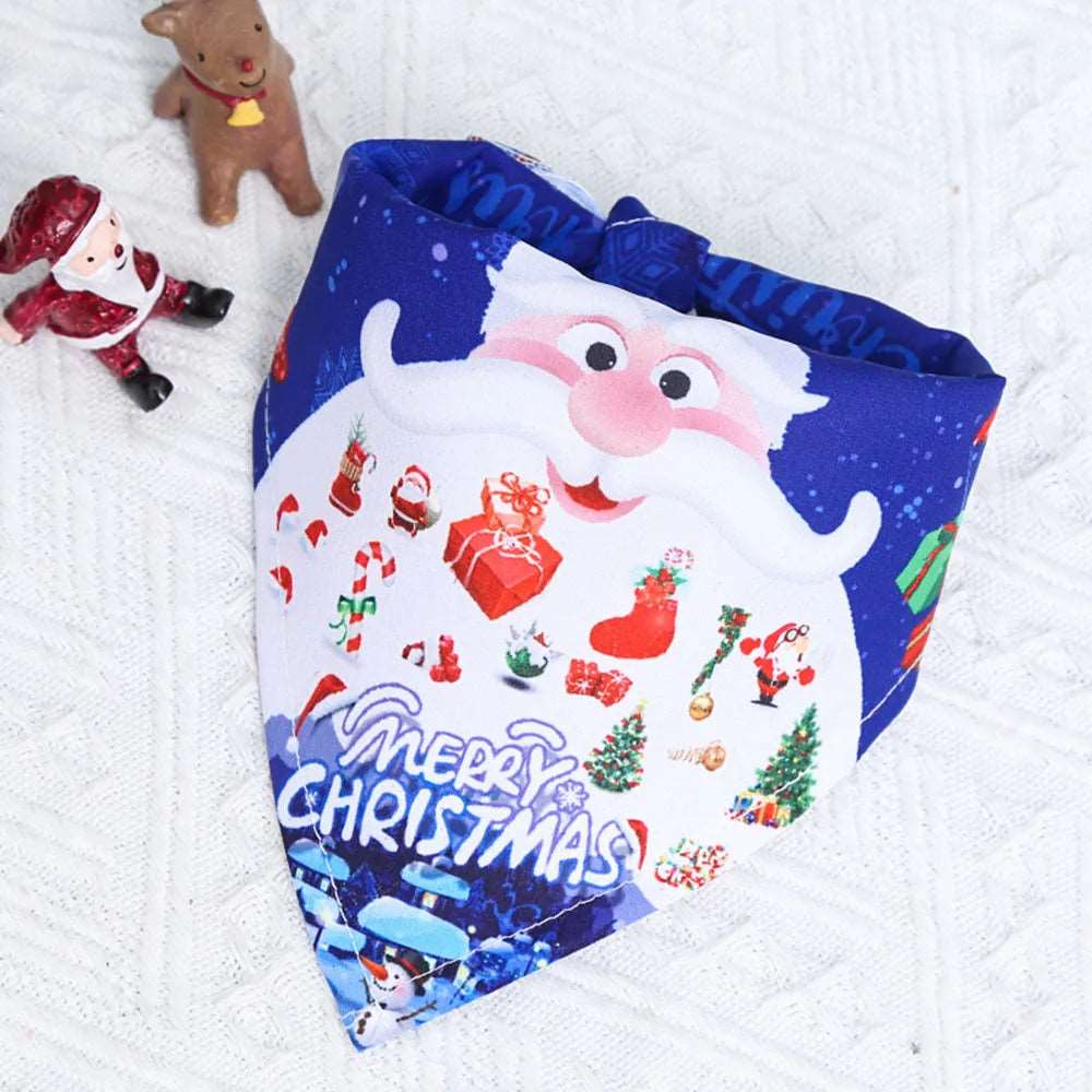 Dog Bandana Christmas Pet Holiday Scarf Santa Claus Design
