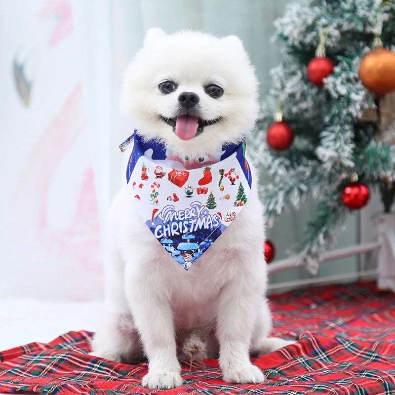 Dog Bandana Christmas Pet Holiday Scarf Santa Claus Design