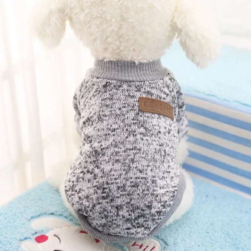 Light Gray Warm Winter Dog Cloth Classic Pet Sweatshirt Vest
