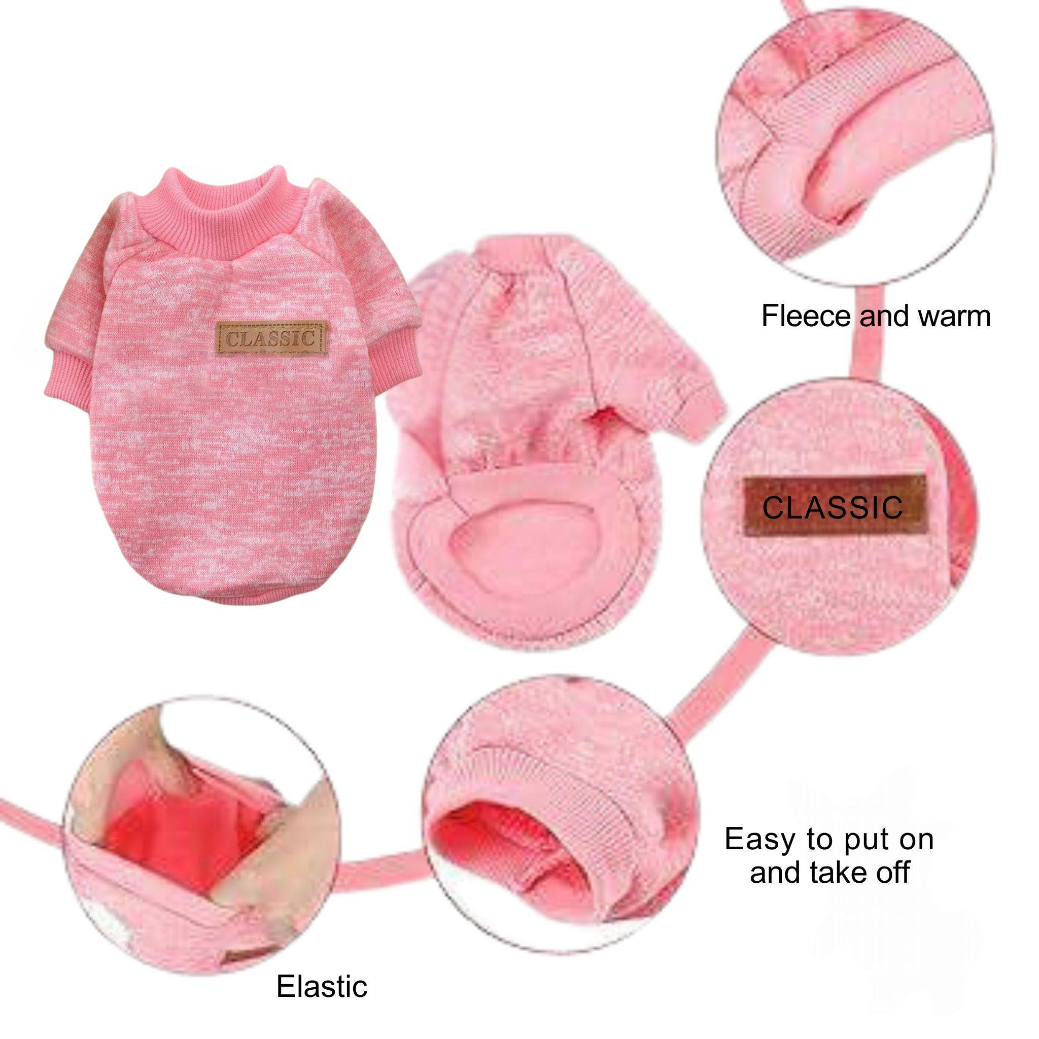 Pink Warm Winter Dog Clothes Classic Pet Sweatshirt Vest