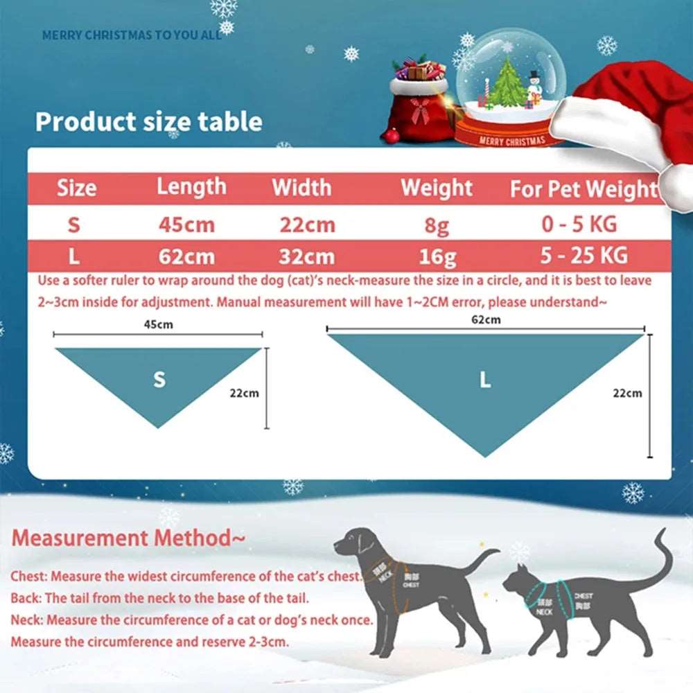 Triangular Christmas Dog Bandana Xmas Pet Holiday Scarf