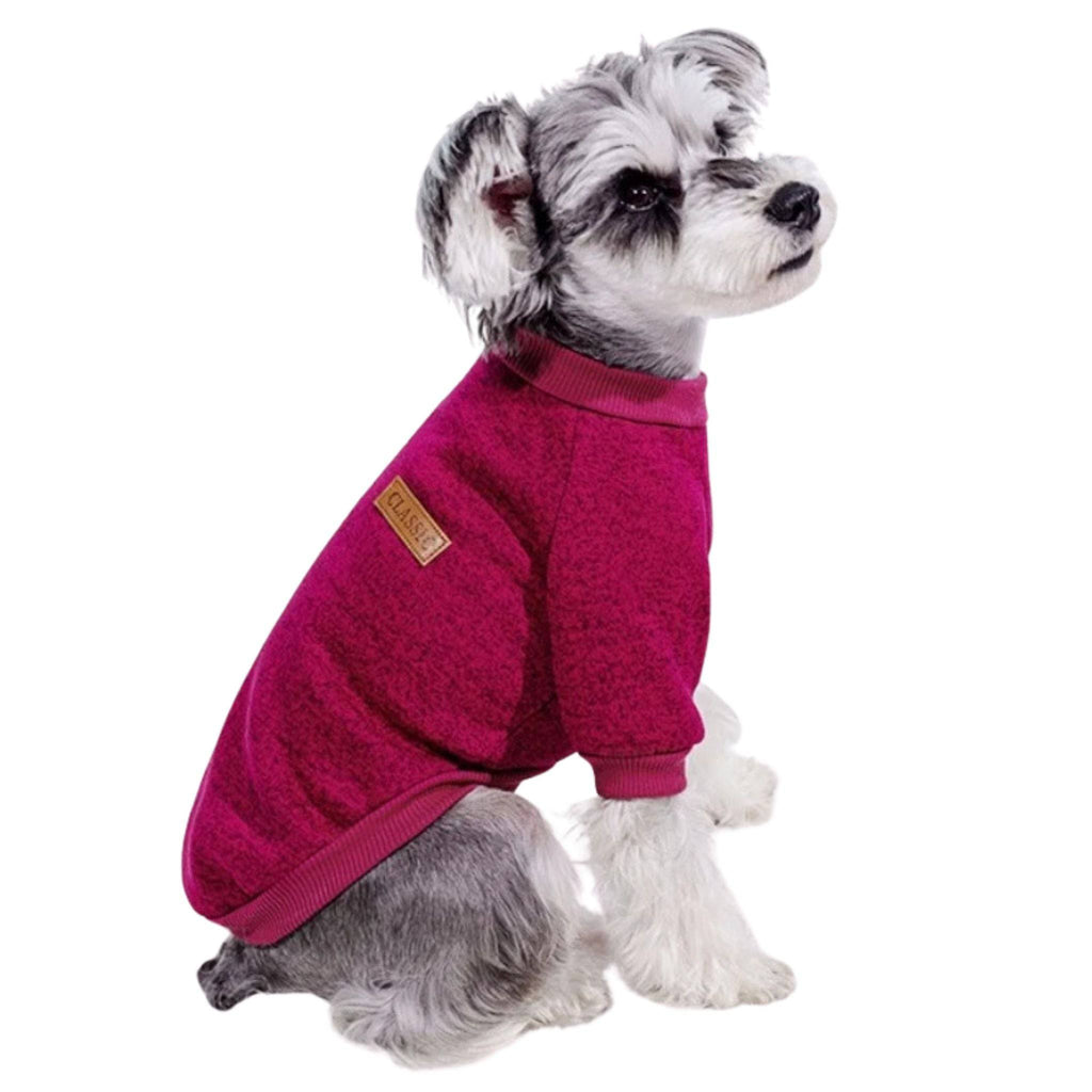 Wine Red Warm Winter Dog Clothes Classic Pet Sweatshirt Vest