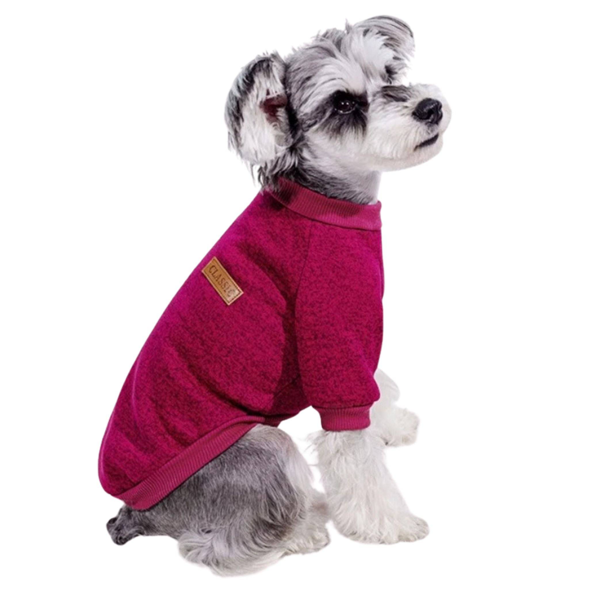 Wine Red Warm Winter Dog Clothes Classic Pet Sweatshirt Vest